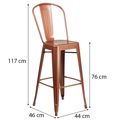 Blake 30" Industrial Tolix Style Bar Chair, Copper - Set of 4 - Modern Metal Bar Height - Image 2