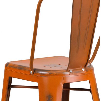 Blake 30" Industrial Style Bar Chair, Distressed Orange - Set of 4 - Modern Metal Bar Height - Image 5
