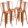 Blake 30" Industrial Style Bar Chair, Distressed Orange - Set of 4 - Modern Metal Bar Height - Image 7