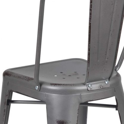 Blake 30" Industrial Tolix Style Bar Chair, Silver Grey - Set of 4 - Modern Metal Bar Height - Image 7