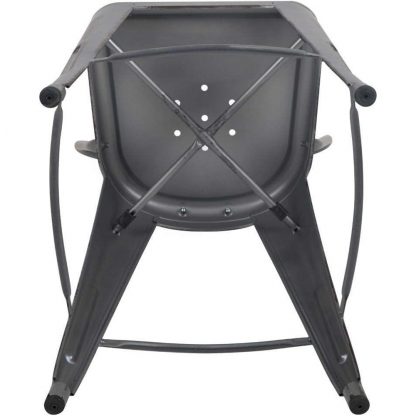 Blake 30" Industrial Tolix Style Bar Chair, Silver Grey - Set of 4 - Modern Metal Bar Height - Image 9