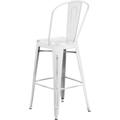 Blake 30" Industrial Tolix Style Bar Chair, Distressed White - Set of 4 - Modern Metal Bar Height - Image 6