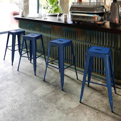 Kai 30" Industrial Tolix Style Bar Stool, Antique Blue - Set of 4 - Modern Metal Bar Height - Image 7