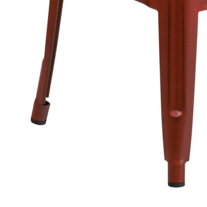 Kai 30" Industrial Tolix Style Bar Stool, Distressed Red - Set of 4 - Modern Metal Bar Height - Image 5