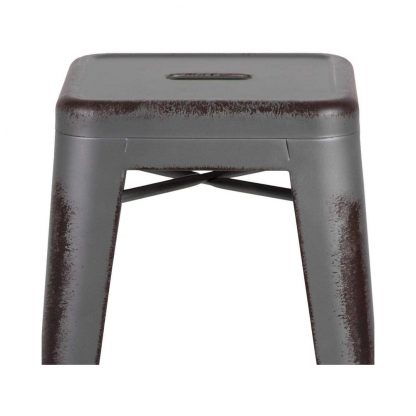 Kai 30" Industrial Tolix Style Bar Stool, Silver Grey - Set of 4 - Modern Metal Bar Height - Image 10