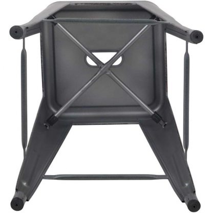 Kai 30" Industrial Tolix Style Bar Stool, Silver Grey - Set of 4 - Modern Metal Bar Height - Image 6