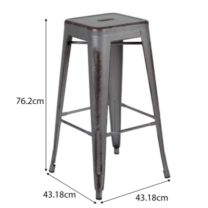 Kai 30" Industrial Tolix Style Bar Stool, Silver Grey - Set of 4 - Modern Metal Bar Height - Image 2