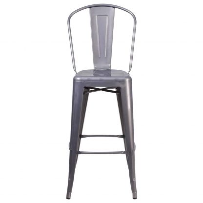 Lincoln 30" Industrial Tolix Style Bar Chair, Metal Clear Coat - Set of 4 - Modern Metal Bar Height - Image 4