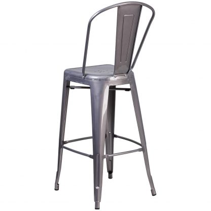 Lincoln 30" Industrial Tolix Style Bar Chair, Metal Clear Coat - Set of 4 - Modern Metal Bar Height - Image 5