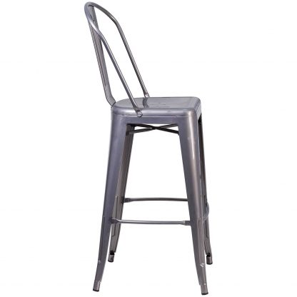 Lincoln 30" Industrial Tolix Style Bar Chair, Metal Clear Coat - Set of 4 - Modern Metal Bar Height - Image 6