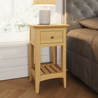 Hudson Solid Ash 1 Drawer Slim Bedside