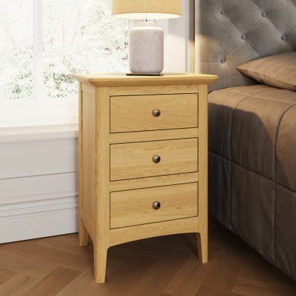 Hudson Solid Ash 3 Drawer Bedside