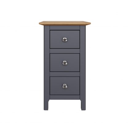 Taberno Oak 3 Drawer Bedside Table Nightstand Cabinet Graphite Blue - Image 5