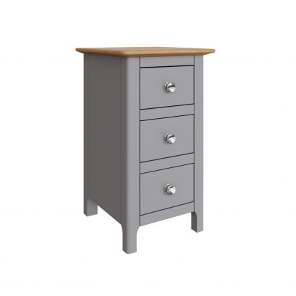 Taberno Oak 3 Drawer Bedside Table Nightstand Cabinet Dove Grey - Image 6