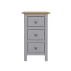 Taberno Oak 3 Drawer Bedside Table Nightstand Cabinet Dove Grey - Image 5