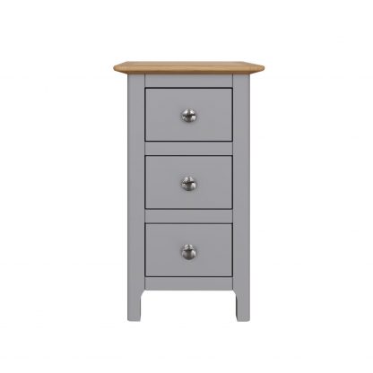 Taberno Oak 3 Drawer Bedside Table Nightstand Cabinet Dove Grey - Image 5