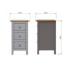 Taberno Oak 3 Drawer Bedside Table Nightstand Cabinet Dove Grey - Image 2