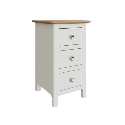 Taberno Oak 3 Drawer Bedside Table Nightstand Cabinet Linen White - Image 6