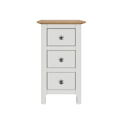 Taberno Oak 3 Drawer Bedside Table Nightstand Cabinet Linen White - Image 5