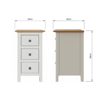 Taberno Oak 3 Drawer Bedside Table Nightstand Cabinet Linen White - Image 2
