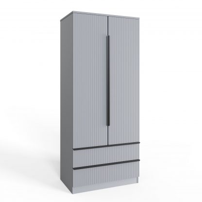 Lania Ripple Ridged 2 Door 2 Drawer Combination Wardrobe Matt Grey - Image 6