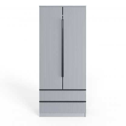 Lania Ripple Ridged 2 Door 2 Drawer Combination Wardrobe Matt Grey - Image 5