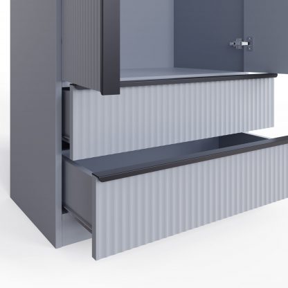 Lania Ripple Ridged 2 Door 2 Drawer Combination Wardrobe Matt Grey - Image 3