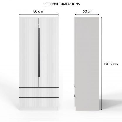 Lania Ripple Ridged 2 Door 2 Drawer Combination Wardrobe Matt White - Image 2