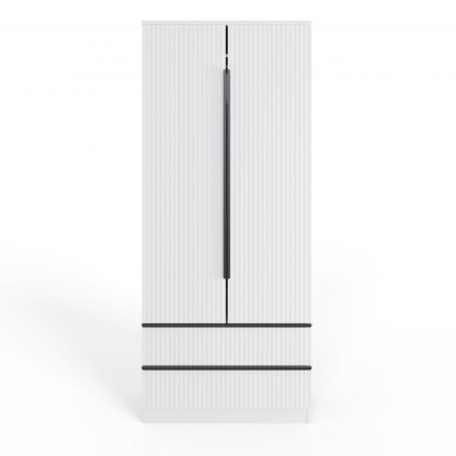 Lania Ripple Ridged 2 Door 2 Drawer Combination Wardrobe Matt White - Image 5