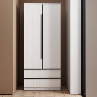 Lania Ripple Ridged 2 Door 2 Drawer Combination Wardrobe Matt White