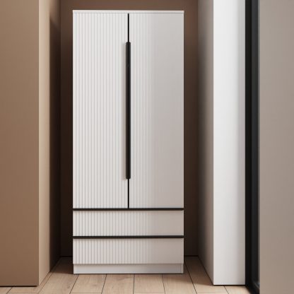 Lania Ripple Ridged 2 Door 2 Drawer Combination Wardrobe Matt White