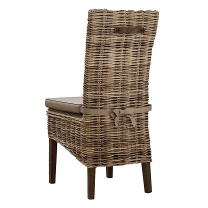 Maya Rattan Pair of Dining Chairs - Brown Legs - Image 4