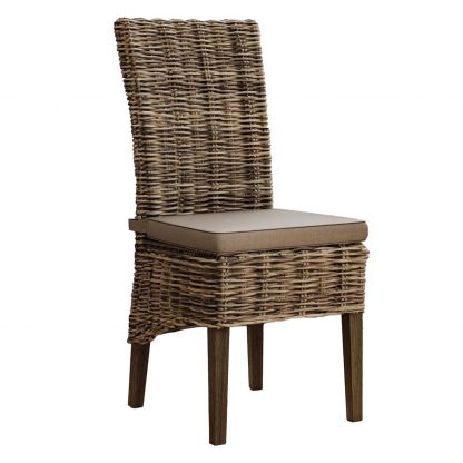 Maya Rattan Pair of Dining Chairs - Brown Legs - Image 3