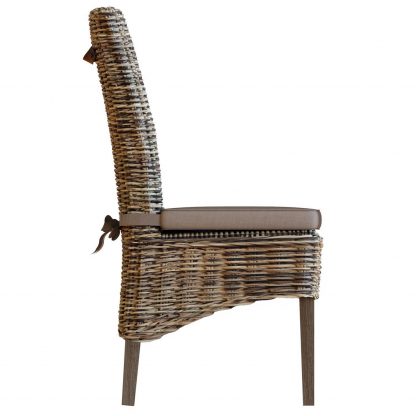 Maya Rattan Pair of Dining Chairs - Brown Legs - Image 5