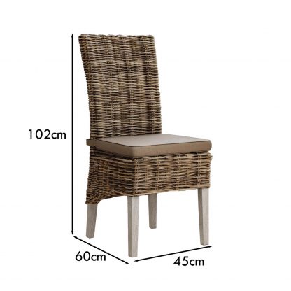 Maya Rattan Pair of Dining Chairs - Light Legs - Image 2