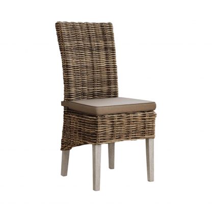 Maya Rattan Pair of Dining Chairs - Light Legs - Image 3