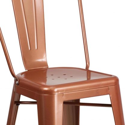 Blake 24" Industrial Style Bar Stool Chair, Copper - Set of 4 - Modern Metal Counter Height - Image 6
