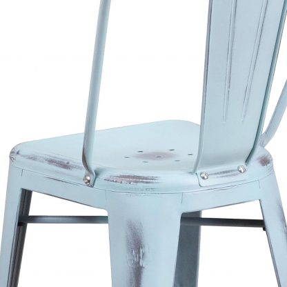Blake 24" Industrial Style Bar Stool Chair, Pale Blue - Set of 4 - Modern Metal Counter Height - Image 6