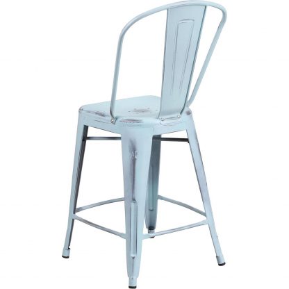 Blake 24" Industrial Style Bar Stool Chair, Pale Blue - Set of 4 - Modern Metal Counter Height - Image 5