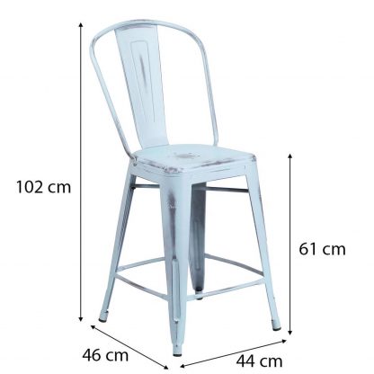 Blake 24" Industrial Style Bar Stool Chair, Pale Blue - Set of 4 - Modern Metal Counter Height - Image 2