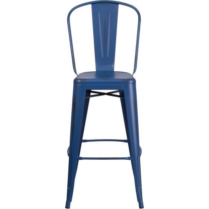 Blake 30" Industrial Style Bar Stool Chair, Antique Blue - Set of 4 - Modern Metal Bar Height - Image 4