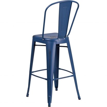 Blake 30" Industrial Style Bar Stool Chair, Antique Blue - Set of 4 - Modern Metal Bar Height - Image 5