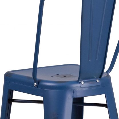 Blake 30" Industrial Style Bar Stool Chair, Antique Blue - Set of 4 - Modern Metal Bar Height - Image 6
