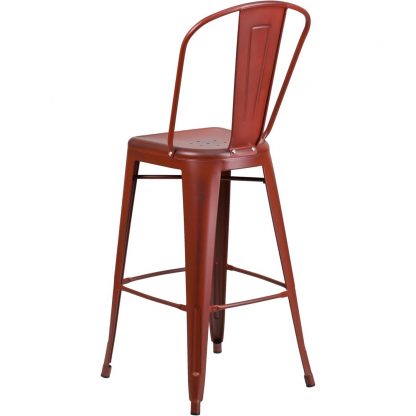 Blake 30" Industrial Style Bar Stool Chair, Red - Set of 4 - Modern Metal Bar Height - Image 5