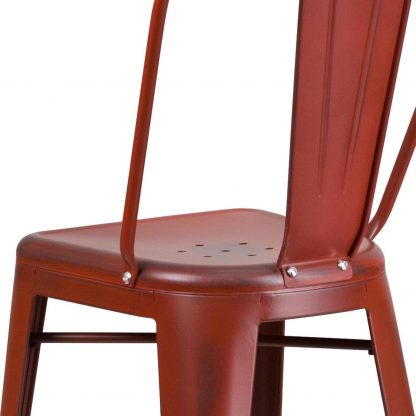 Blake 30" Industrial Style Bar Stool Chair, Red - Set of 4 - Modern Metal Bar Height - Image 6