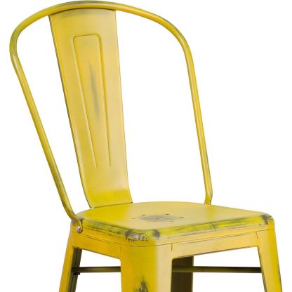 Blake 30" Industrial Style Bar Stool Chair, Yellow - Set of 4 - Modern Metal Bar Height - Image 6