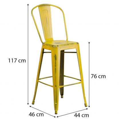 Blake 30" Industrial Style Bar Stool Chair, Yellow - Set of 4 - Modern Metal Bar Height - Image 2
