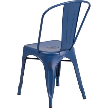 Blake Industrial Style Dining Chair, Antique Blue - Set of 4 - Modern Galvanised steel - Image 5