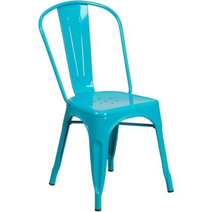 Blake Industrial Style Dining Chair, Crystal Blue - Set of 4 - Modern Galvanised steel - Image 2