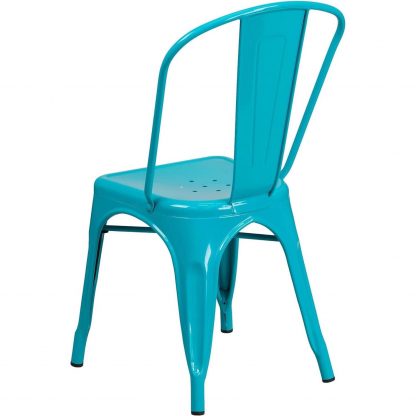 Blake Industrial Style Dining Chair, Crystal Blue - Set of 4 - Modern Galvanised steel - Image 3